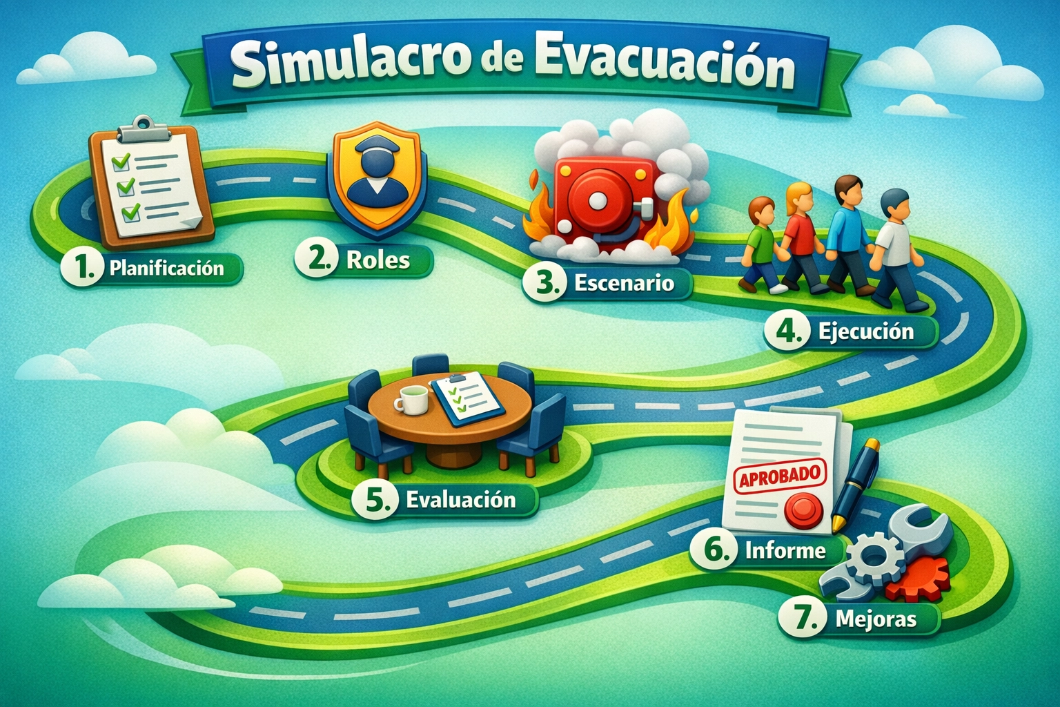 7 Pasos del Simulacro de Evacuación